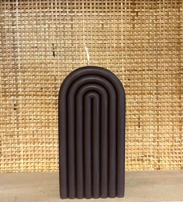 Bougie Arc-en-Ciel Marron Brun H.12 x 6 x 4 cm