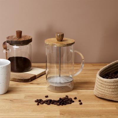 Cafetière à Piston Verre Borosilicate, Acier Inoxydable, Acacia 85 cl 