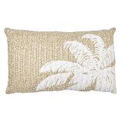 Coussin Rectangulaire Palmier Blanc & Beige Déco Bohème Naturelle 30 x 50 cm
