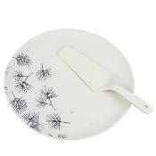 Plat à Tarte avec Pelle Céramique Blanche Illustrations Design Ø 30 cm