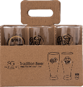 Lot de 6 Verres à Bière Rétro Vintage BEER 37 cl 