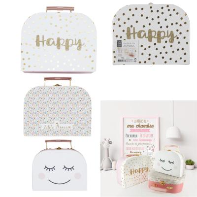 3 Valisettes de Rangement Fille Rose / Blanc / Or Little Princess