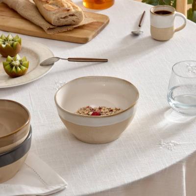 Bol en Faïence Beige Clair Bicolore – 72 cl