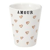 Gobelet Expresso Amour, Bonheur, Sourire, Blanc & Doré 7cl 