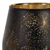 Photophore Noir Mat & Doré Feu d'artifice Verre  H.9,5 x Ø 9 cm 
