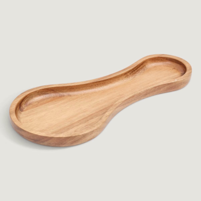 Repose-cuillère Long en Bois d’Acacia Naturel – Accessoire cuisine durable et design