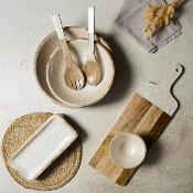 Saladier Bois de Manguier & Résine Beige Nacré Ø 27,5 cm