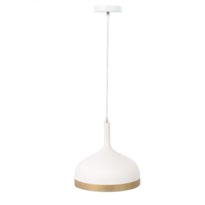 Suspension Cloche Blanc Mat Cercle Doré Ø 30 cm Rétro Chic