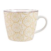 Tasse à Thé Ethnique Jaune Noir Violet 33cl Porcelaine JOY