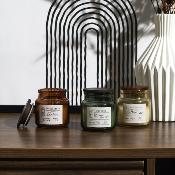 3 Bougies Parfumées en Pot de Verre avec Couvercle Bois Rétro Chic H.7,1 x Ø 6,1 cm