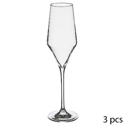 3 Flûtes à Champagne Concave Design Cristallin 22 cl  