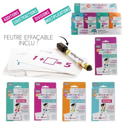 Jeu de 36 Cartes Éducatives Calculs Mathématiques Effaçables