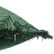 Housse de Coussin Vert & Doré Jungle Brodé Franges 40 x 40 cm 