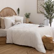 Parure de Lit Élégante  Jacquard Blanc 240 x 220 cm – Style Bohème Chic