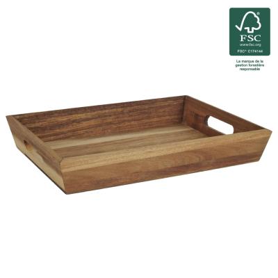 Plateau à Poignées Bois d'Acacia Biseauté 33 x 23 x 5 cm 