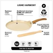 Crêpière Beige 28 cm antiadhésive avec spatule – Ligne Harmony 