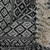 Jeté de Canapé Noir Beige Ethnique 120 x 150 cm Coton Motifs Losanges