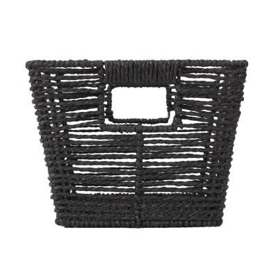 Panier Ajouré Corde Noire Naturelle Rangement 30 x 20 x H.15 cm 