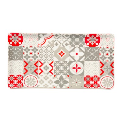 Plat Rectangle Gris/Rouge Motifs Carreaux de Ciment Cuisine FRIDA