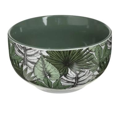 Bol Feuilles Tropicales Monstera Vert, Blanc, Noir 50 cl 