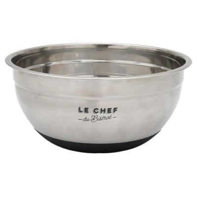 Bol Mélangeur "Le Chef du Bistrot" Antidérapant en Inox – Ø 26 cm