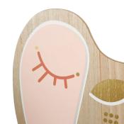 Déco ARTY Murale Rose Doré Visage Peint sur Bois H.40 cm 