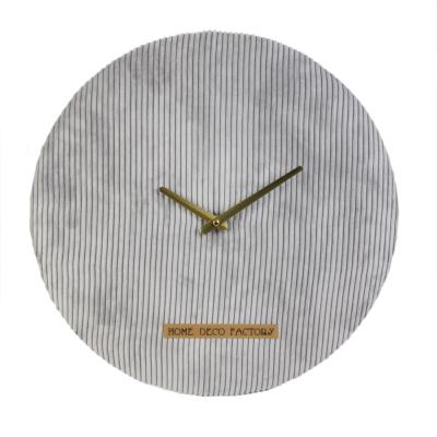Horloge Murale Grise Velours Côtelé Esprit Cosy Ø 40 cm
