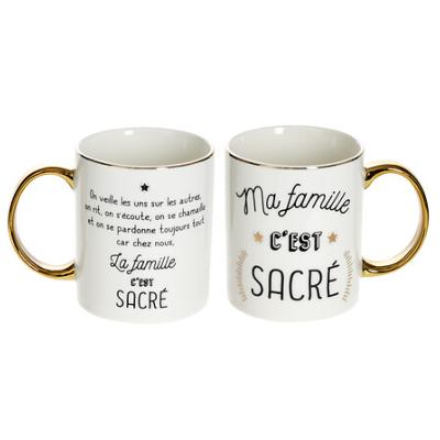 Mug Ma Famille C'est Sacré Étoile Dorée Beige 35 cl