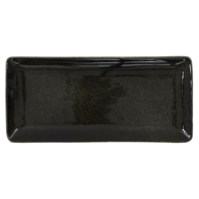 Plat à Cake Grès Noir Brillant 33 x 15 cm Design Chic 