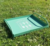 Plateau Repas Métal Vert avec Anses Ambiance Jardin 