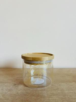 Pot Hermétique en Verre Borosilicate avec Motifs Feuilles Dorées H.7 x Ø 9,5 cm