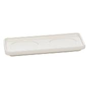 Set Apéritif Céramique Blanche : 2 Bols Arrondis & Plat Rectangulaire 20 x 10 cm 