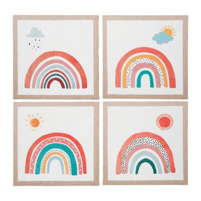 Toile Arc en Ciel Terracotta Coloré Chambre Enfant 28 x28 cm