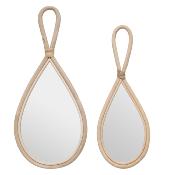 Lot de 2 Miroirs Goutte en Rotin Naturel H.45/H.37 cm