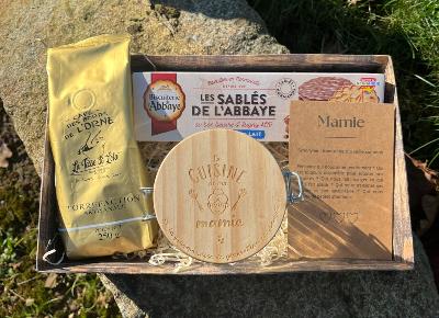 Coffret Mamie Gourmande - Café Sablés Chocolat au Lait - Bocal Verre 75 cl
