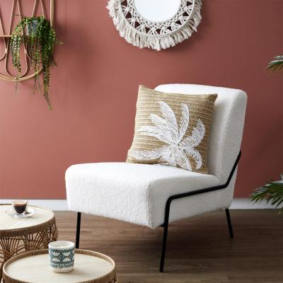 Coussin Palmier Blanc & Beige Déco Bohème Naturelle 40 x 40 cm