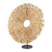 Déco Raphia Ronde sur Pied en Métal Ø 45 x H.50 cm 