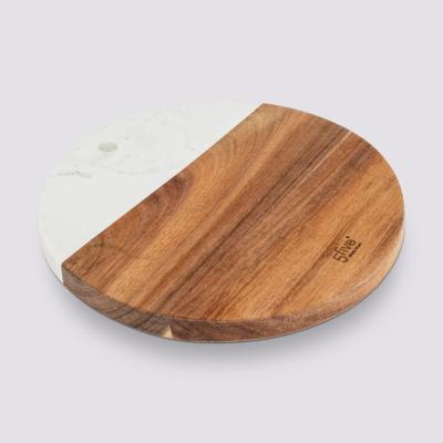 Dessous de Plat Marbre Blanc & Acacia Ø 20 cm 