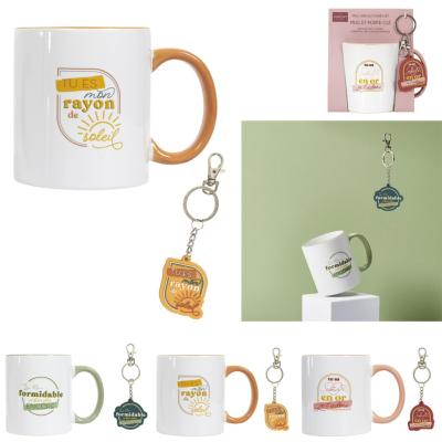 Mug & Porte-Clés - Rose, Orange & Vert - Formidable, Cœur ou Soleil