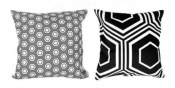 2 Coussins Motifs Géométriques Noir & Blanc Déco GRAFIC