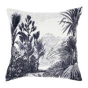 Coussin Palmier Tropical Vintage Gravure Noir & Blanc 40 x 40 cm 