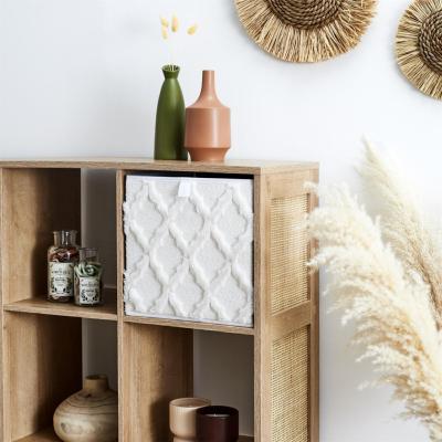 Cube de Rangement Beige Tufté Losange 30 x 30 cm Pliable