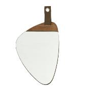 Miroir Organique en Bois Foncé Anse Cuir Marron 20 x 25 cm 