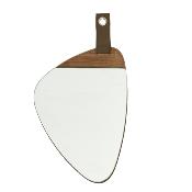 Miroirs Organiques en Bois Foncé Anse Cuir Marron 20 x 25 cm 