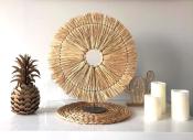 Déco Raphia Ronde sur Pied en Métal Ø 45 x H.50 cm 