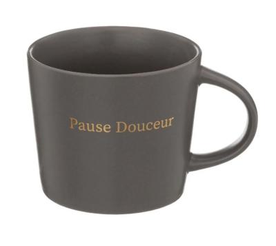 Mug PAUSE DOUCEUR Gris Anthracite & Doré 32 cl 