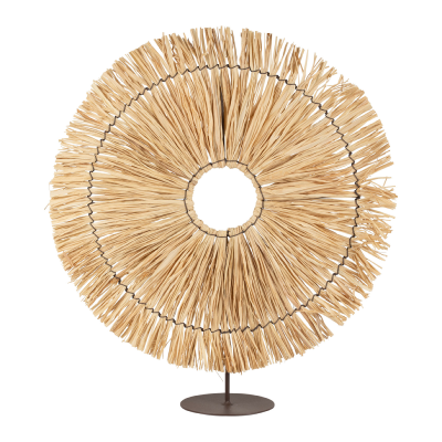 Déco Raphia Ronde sur Pied en Métal Ø 45 x H.50 cm 