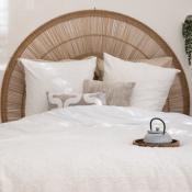 Parure de Lit Élégante  Jacquard Blanc 240 x 220 cm – Style Bohème Chic