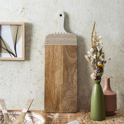 Planche de Présentation en Bois de Manguier Beige & Terracotta H.58 cm