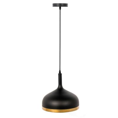 Suspension Cloche Noir Mat Cercle Doré Ø 30 cm Rétro Chic